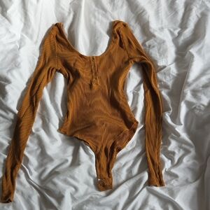 Ribbed Mustard Long Sleeve One Piece